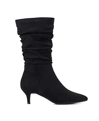 Women's Mette- Kitten Heel Ruched Pointy Boots