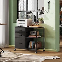 3 Drawer Mobile File Cabinet, Rolling Printer Stand with Open Storage Shelf, Fabric Lateral Filing Cabinet fits A4 or Letter Size for Home Office