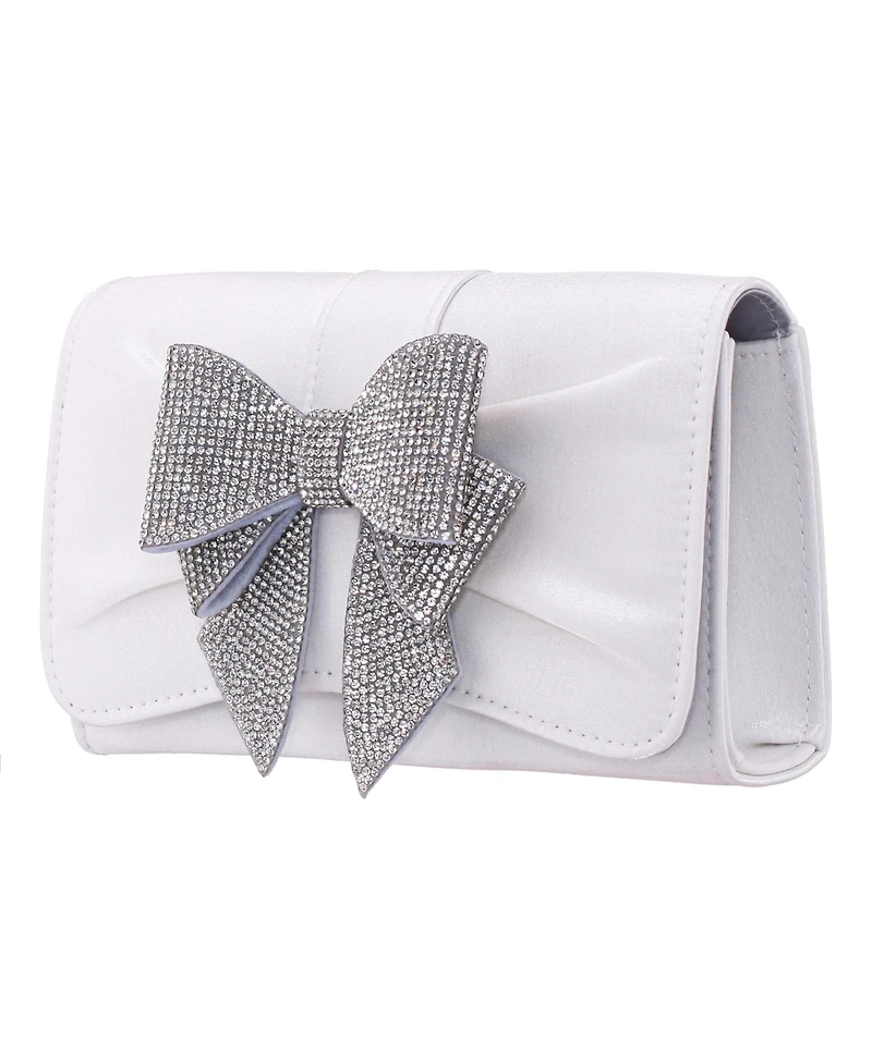Nina Tiered Crystal Bow Flap Clutch