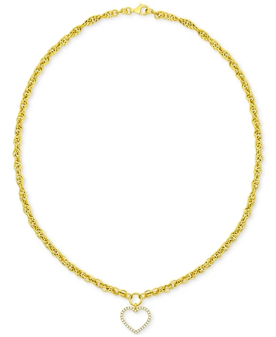 Diamond Open Heart Necklace (1/4 ct. t.w.) in 14k Gold-Plated Sterling Silver