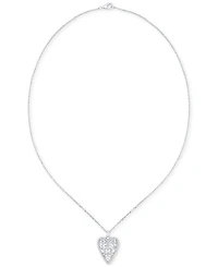 Diamond Border Diamond-Cut Heart Pendant Necklace (1/4 ct. t.w.) in Sterling Silver