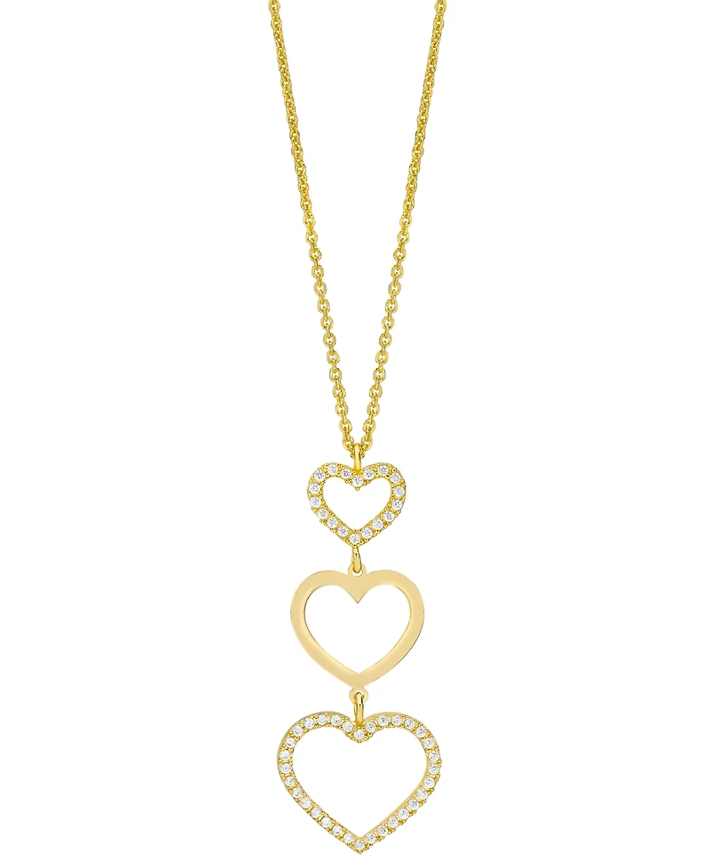 Diamond Graduated Open Heart Pendant Necklace (1/3 ct. t.w.) in 14k Gold-Plated Sterling Silver, 18"+2" extender