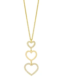 Diamond Graduated Open Heart Pendant Necklace (1/3 ct. t.w.) in 14k Gold-Plated Sterling Silver, 18"+2" extender