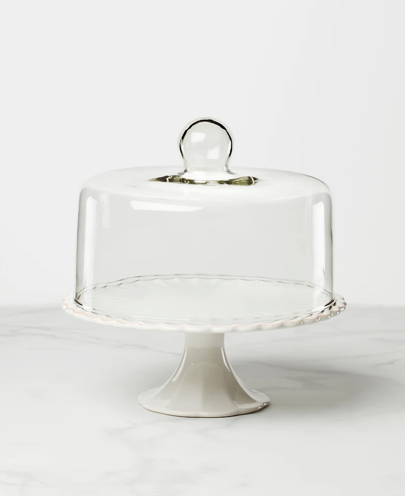 Lenox French Perle Cake Plate Dome