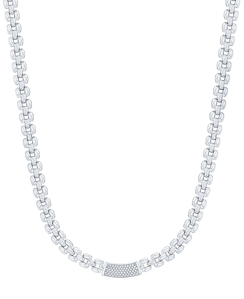 Diamond Pave Bare Panther Link 18" Collar Necklace (1/2 ct. t.w.) in Sterling Silver