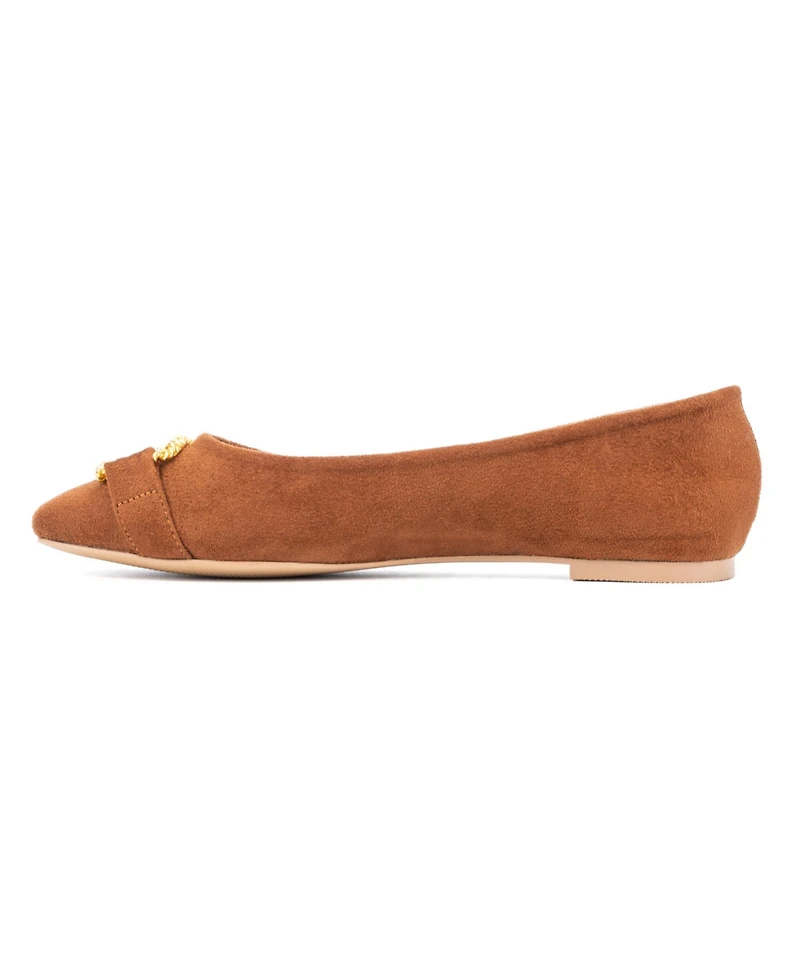 New York & Company Women's Niara- Flats With Gold Hardware Accent