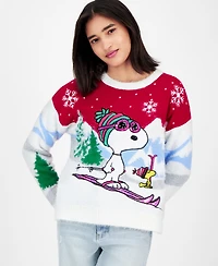 Hooked Up by Iot Juniors' Snoopy and Woodstock Skiing Christmas Sweater