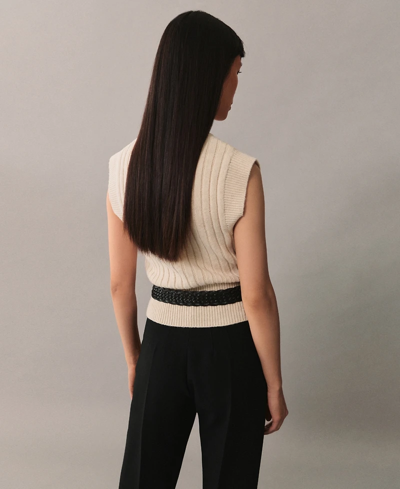 Mango Women's Perkins Collar Knitted Sweater Vest