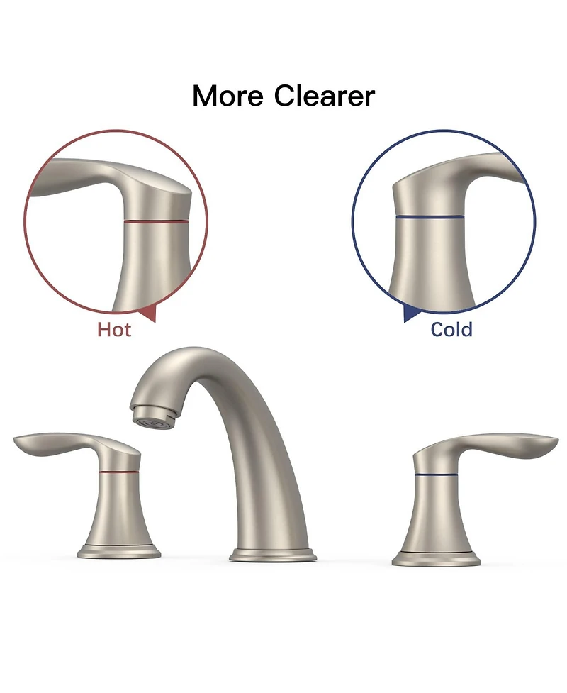 gaomon Bathroom Sink Faucet, Faucet for Bathroom Sink, Widespread Brushed Nickel Bathroom Faucet 3 Hole (Brushed Nickel 2 Packs)