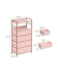 Dresser For Bedroom With 5 Drawers, Dressers & Chests Of Drawers For Hallway, Entryway, Storage Organizer Unit With Fabric, Sturdy Metal Frame