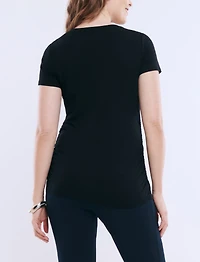 Motherhood Maternity Women's V-Neck Side-Ruched Short Sleeve Tee