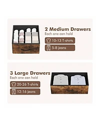 Dresser For Bedroom With 5 Drawers, Dressers & Chests Of Drawers For Hallway, Entryway, Storage Organizer Unit With Fabric, Sturdy Metal Frame, Wood T