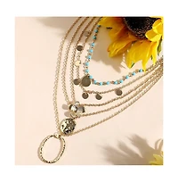 Sohi Women's Textured Multi-Layer Necklace