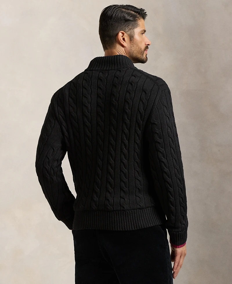 Polo Ralph Lauren Men's Big & Tall Cable-Knit Cotton Quarter-Zip Sweater