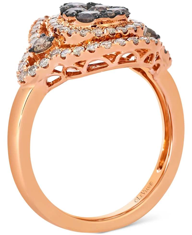 Le Vian Chocolate Diamond & Nude Diamond Pear Halo Cluster Ring (1-1/3 ct. t.w.) in 14k Rose Gold