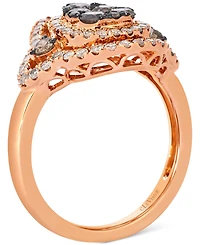 Le Vian Chocolate Diamond & Nude Diamond Pear Halo Cluster Ring (1-1/3 ct. t.w.) in 14k Rose Gold