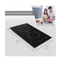 NutriChef Dual Induction Cooktop with Digital Display and Adjustable Temperature, Compact Double Burner - PKSTIND52
