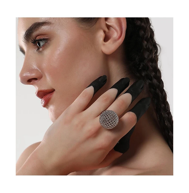Sohi Women's The Disco Ball Statement Ring