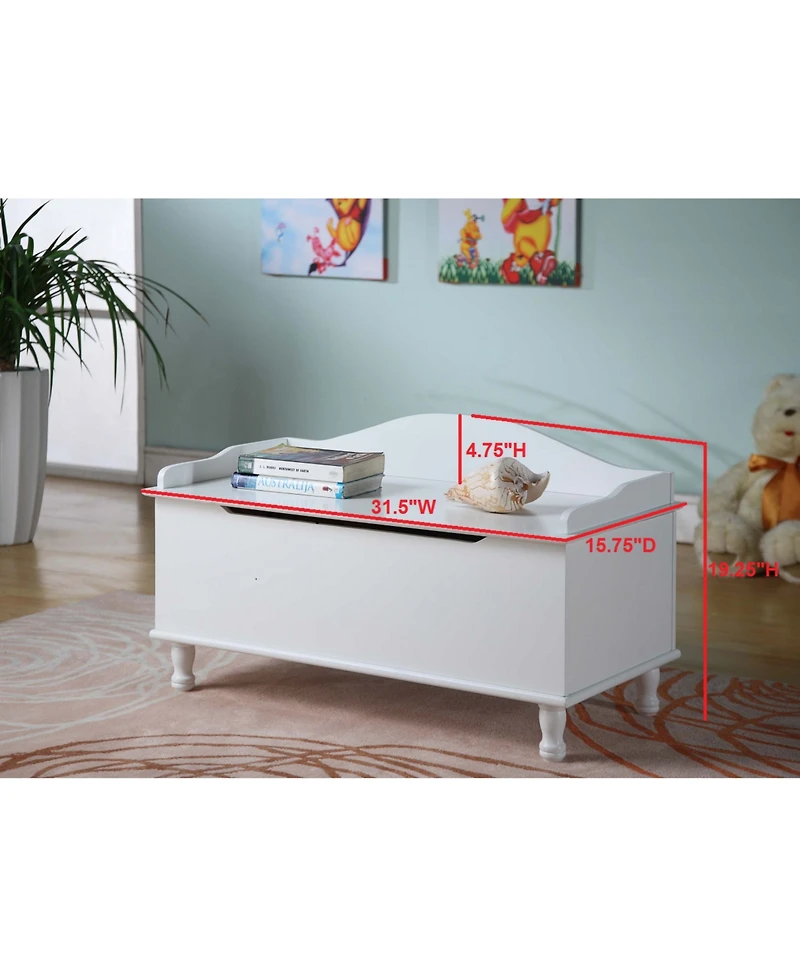 Kings Brand Furniture Applegate White Storage Bench Toy Chest
