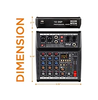 Pyle 4-Channel Audio Mixer with Fx Processor, Usb Interface, and MP3 Player - PMX464