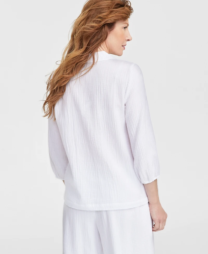 Jm Collection Women's Cotton Embellished Top, Exclusively at Macy's