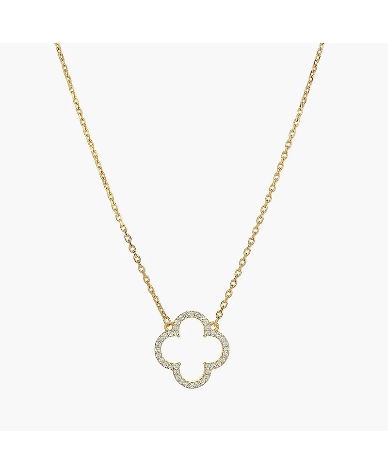 Sterling Silver 18k Gold Plated Aria Clover Necklace – Charming Detail, Whimsical Touch