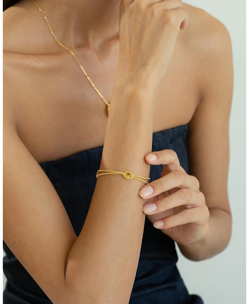 Sterling Silver 18k Gold Plated Noelle Knot Bracelet – Summer Ready, Lightweight, Stackable Bracelet, Gift for Her