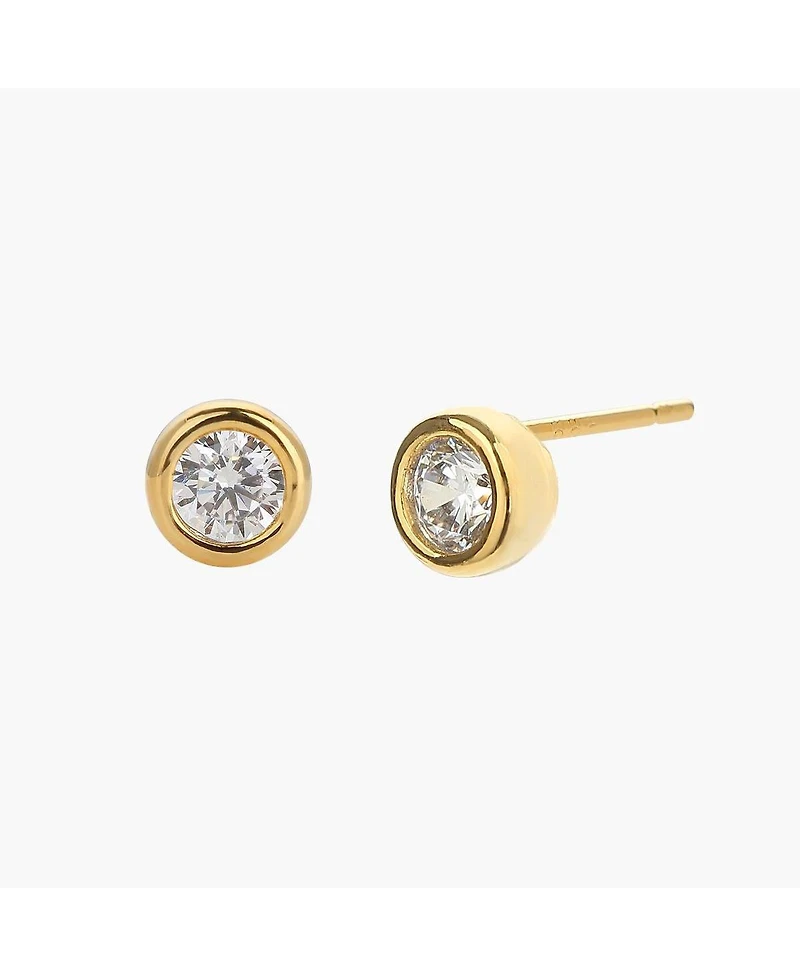 Sterling Silver 18k Gold Plated Margot Classic Stud Earrings