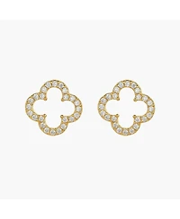 Sterling Silver 18k Gold Plated Aria Clover Stud Earrings – Dainty Summer Earrings, Lightweight, Vacation Style, Warm Weather Look
