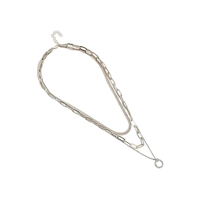 Sohi Women's The Halo Snakechain Multi-Layer Necklace