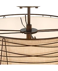 Franklin Iron Works Marlowe 18" Modern Semi Flush-Mount Ceiling Light Fixture Kitchen Foyer Drum Brown Bronze Finish Metal