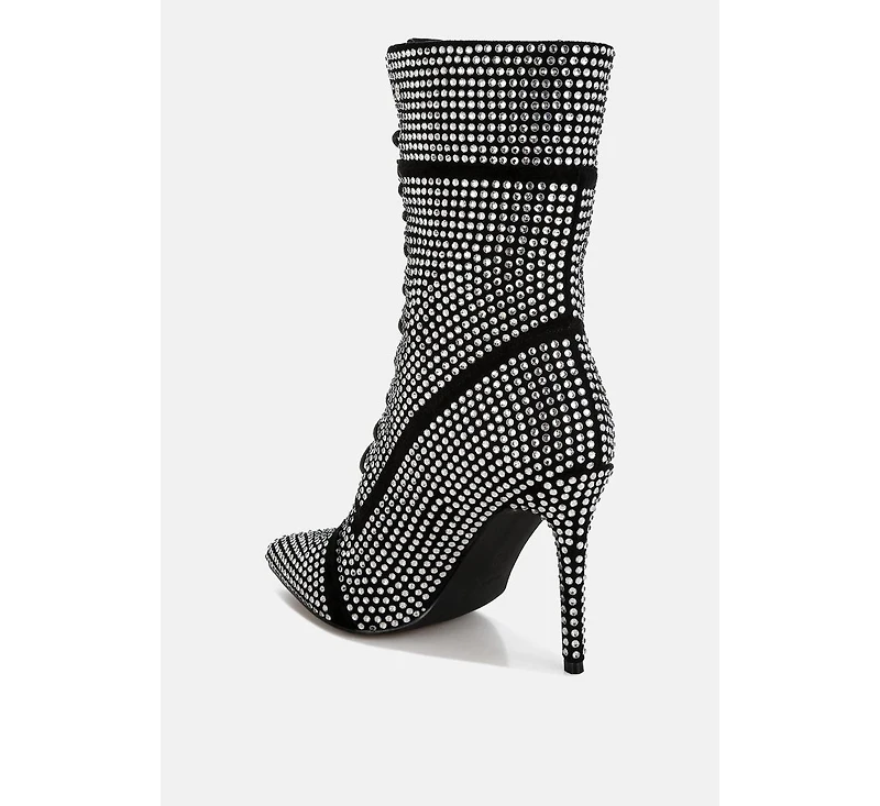 Bitetto Rhinestones Embellished Calf Boots