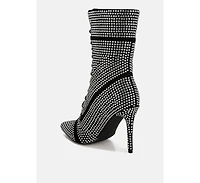 Bitetto Rhinestones Embellished Calf Boots