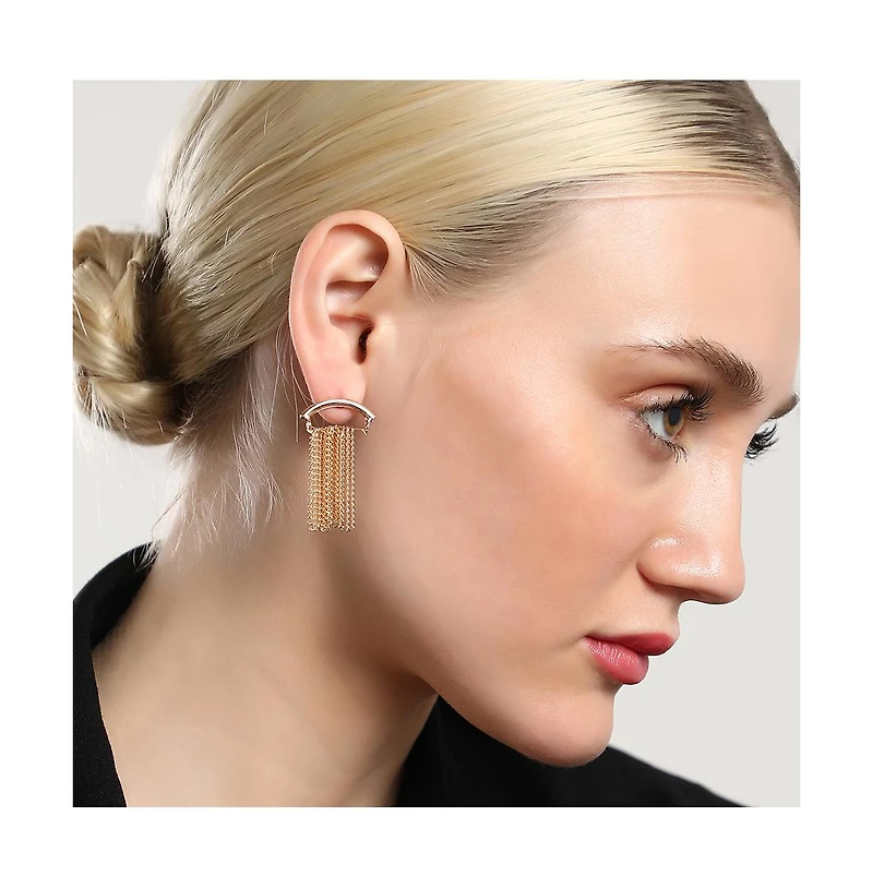 Sohi Women's The Hanging Chain Bar Drop Earrings