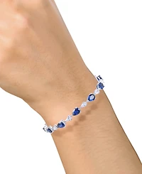 Lab Grown Blue Sapphire (10-1/2 ct. t.w.) & Lab Grown White Sapphire (2-3/4 ct. t.w.) Pear Link Bracelet in Sterling Silver