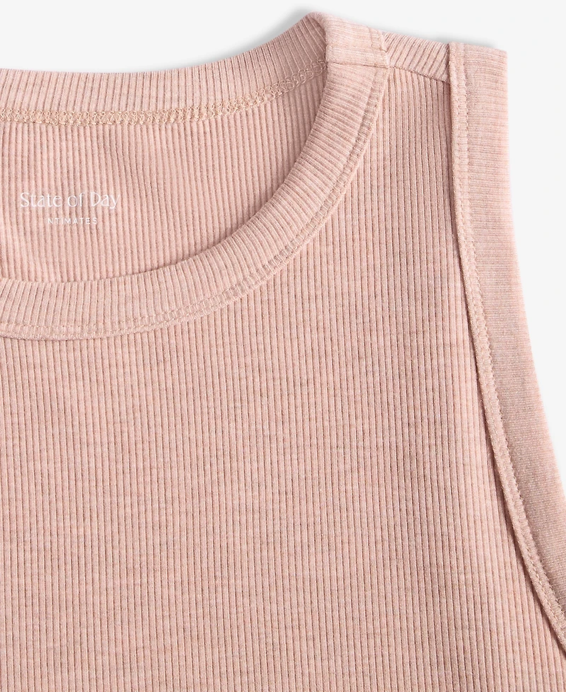 State of Day Women's Ribbed High-Neck Sleep Tank Xs-3X, Exclusively at Macy's