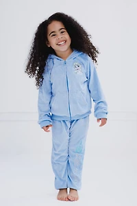 Frozen Girls Disney Minnie Mouse Velour Zip Up Hoodie and Jogger Pants Outfit Set
