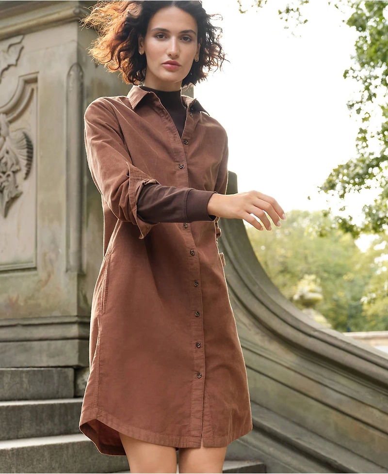 Lands' End Women's Pinwale Cord Button Front Dress