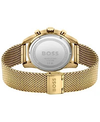 Hugo Boss Men's Skymaster Gold-Tone Stainless Steel Mesh Bracelet 44mm