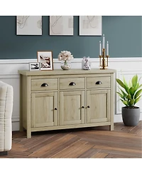 gaomon Storage Cabinet, Sideboard, Buffet Doors Wood Sideboard with 3 Drawers, Farmhouse Coffee Bar Cabinet