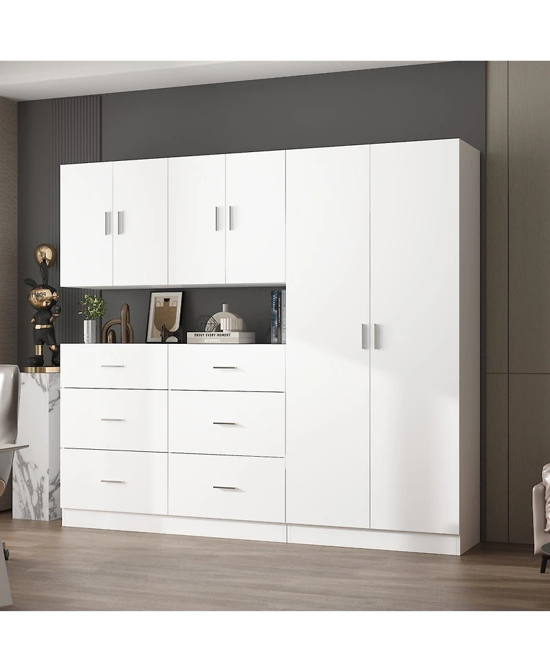 Famapy White 6 Doors 6 Drawers Storage Cabinet