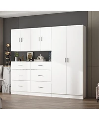 Famapy White 6 Doors 6 Drawers Storage Cabinet