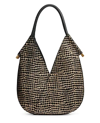 Donna Karan New York Baldwin Mini Metallic Croc Shoulder with Leather Wrapped Handle