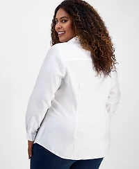 Jones New York Plus Cotton Button-Front Shirt