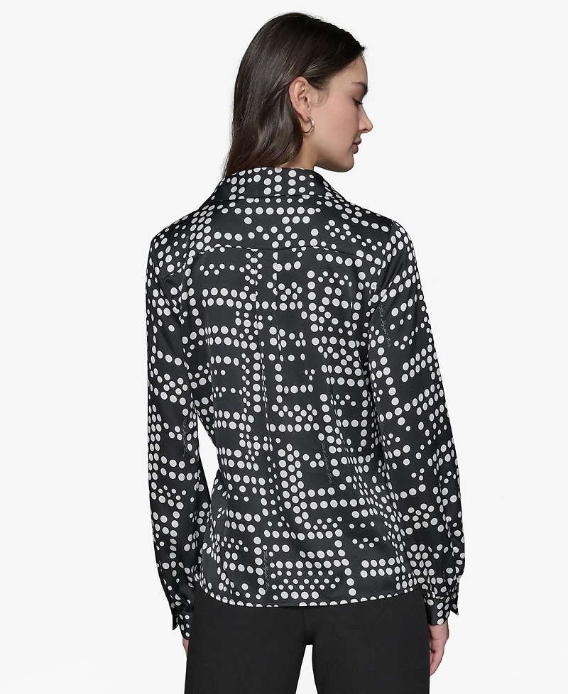 Karl Lagerfeld Paris Women's Ruffled Dot-Print Blouse