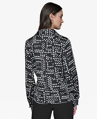 Karl Lagerfeld Paris Women's Ruffled Dot-Print Blouse