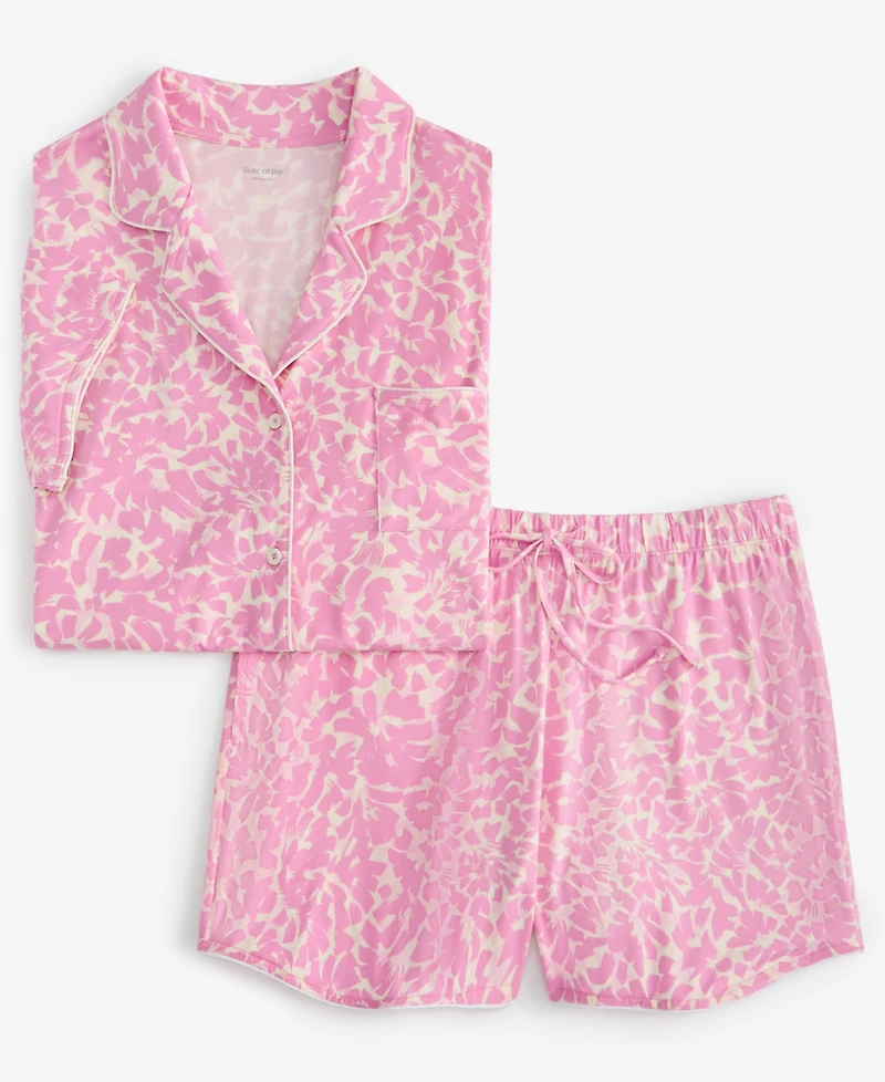 State of Day Women's 2-Pc. Short-Sleeve Notched-Collar Pajama Set Xs-3X