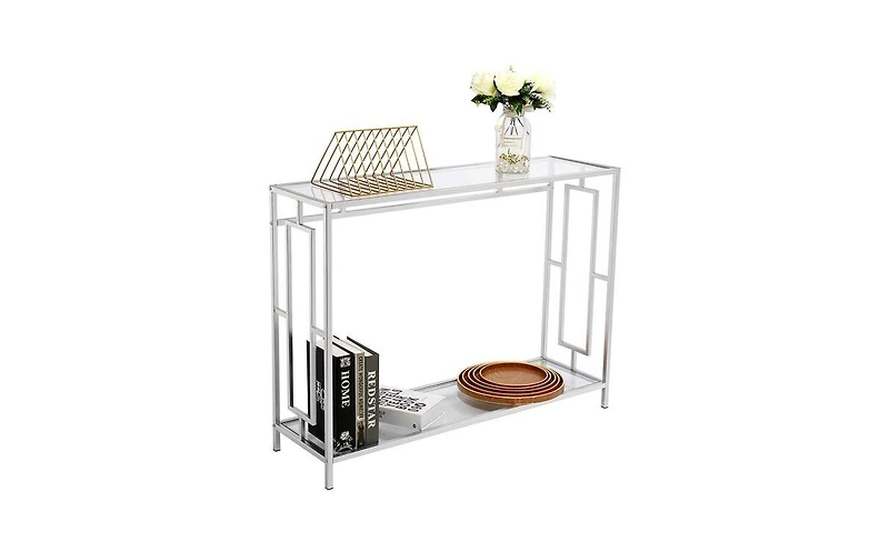 Slickblue Toughened Glass Panel Console Table