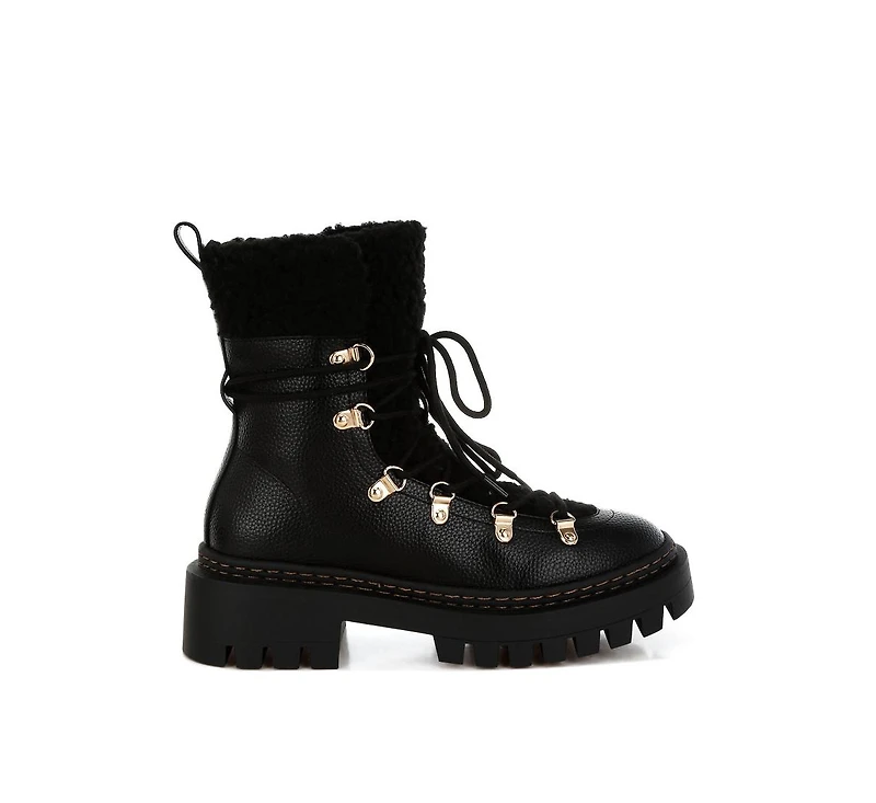 Omul Fleece & Faux Leather Boots