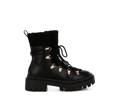 Omul Fleece & Faux Leather Boots